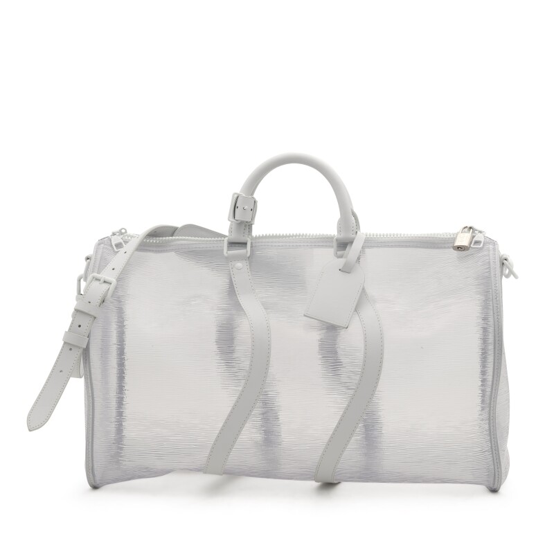 Louis Vuitton Virgil Abloh Silver Glitter Damier Leather Keepall 50  Bandoulière Silver Hardware, 2022 Available For Immediate Sale At Sotheby's