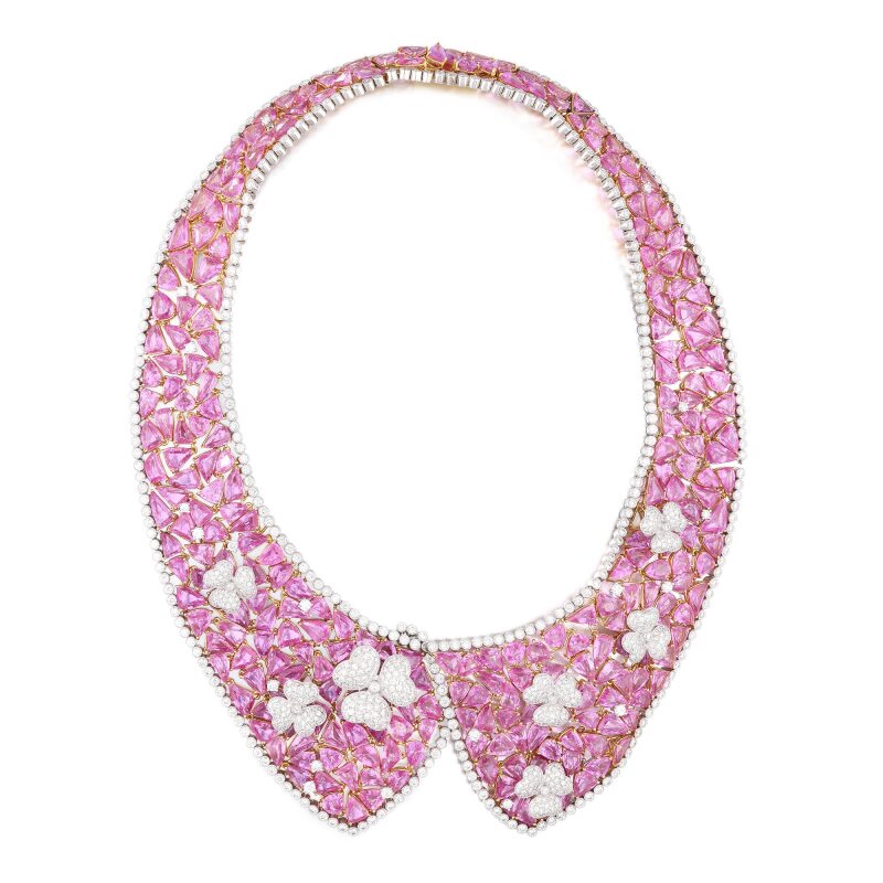 Platinum, Gold, Pink Sapphire And Diamond Collar Necklace Available For  Immediate Sale At Sotheby's