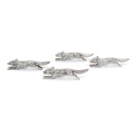 A cased set of four silver fox form knife rests, William Hutton & Sons Ltd., Sheffield, 1921