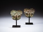 Two archaic bronze masks, Eastern Zhou dynasty | 東周 青銅獸面紋牌飾