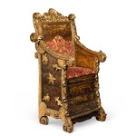 An Italian Baroque Carved Giltwood Circumcision Chair, Marches region, possibly Ancona, late 17th - early 18th century