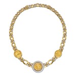 Bulgari | Gold, Ancient Coin and Diamond 'Monete' Necklace  寶格麗 黃金鑲古代錢幣及鑽石「Monete」項鏈