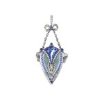 Montre-pendentif émail, saphirs et diamants | Enamel, sapphire and diamond pendant watch