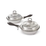 A PAIR OF VICTORIAN SILVER CHAFING DISHES AND COVERS, RICHARD SIBLEY, LONDON, 1841