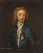 Portrait of Baptist Noel , 4th Earl of Gainsborough (1708–1751), half-length, when a boy, wearing a blue jacket and white cravat
