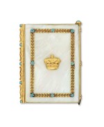 A gold-mounted turquoise-set mother-of-pearl carnet de bal,