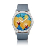 Reference 5077 | A platinum and diamond-set wristwatch with cloisonné enamel dial, Circa 2012 | 百達翡麗 | 型號5077 | 鉑金鑲鑽石腕錶，備掐絲琺瑯錶盤，約2012年製