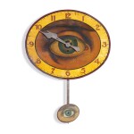 VERY FINE AND RARE POLYCHROME PAINT-DECORATED 'ALL-SEEING EYE' WALL CLOCK, GILBERT CLOCK COMPANY, CIRCA 1905
