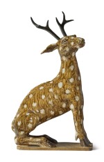 A Rare Chinese Brown-glazed Stoneware Figure of a Stag Qing Dynasty, Late 18th / Early 19th Century