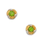 Pair of Gold, Peridot and Diamond Earclips