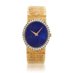 Reference 9826 A 6, A yellow gold and diamond-set bracelet watch with lapis lazuli, Circa 1975