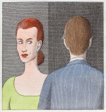 Un homme de dos observé du coin de l’œil par une femme de face