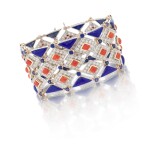 Coral, Lapis lazuli, diamond e sapphire bracelet (Bracciale in corallo, lapislazzuli, diamanti e zaffiri)