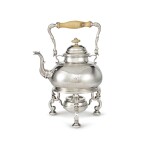 A GEORGE I SILVER KETTLE ON LAMPSTAND, EDWARD VINCENT, LONDON, 1719