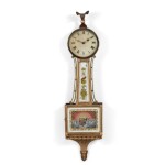 Fine and Rare Classical Mahogany and Giltwood Églomise Paneled Patent Timepiece, William Cummens (1768-1834), Roxbury, Massachusetts, Circa 1815