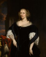 NICOLAES MAES | PORTRAIT OF MARIA VON TOREP, DAME VON QUADT-WYKRADT (1615 – 1654), HALF-LENGTH, DRESSED IN BLACK VELVET BEFORE A SUNSET LANDSCAPE
