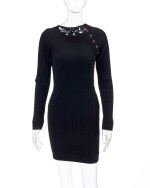 Black wool-blend mini dress