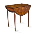 A George III oval purplewood and chevron banded satinwood marquetry Pembroke table by Gillows, 1788, executed by T. Atkinson