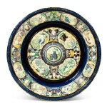 A large Palissy-type moulded dish "Temperantia", circa 1585-1600, after a model by François Briot
