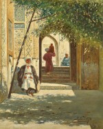 RICHARD KARLOVICH ZOMMER | A SHADED ARCHWAY AND MOSQUE IN TURKESTAN (A PAIR)