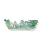 A jadeite carving of a mantis Qing dynasty, 19th century | 清十九世紀 翠玉雕螳螂擺件