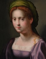Portrait of a Young Woman in a Purple Gown