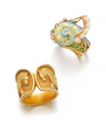 ENAMEL AND DIAMOND RING AND A GOLD RING | MASRIERA 