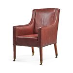 A Regency mahogany and leather upholstered armchair, early 19th century