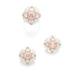 Light Pink diamond, coloured diamond and diamond demi-parure