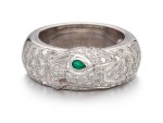 CARTIER | 'PANTHÈRE' DIAMOND AND EMERALD RING | 卡地亞 'Panthère' 鑽石 配 祖母綠 戒指