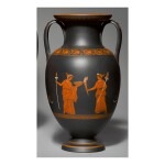 A WEDGWOOD BLACK BASALT 'ENCAUSTIC'-DECORATED TWO-HANDLED AMPHORA LATE 18TH CENTURY 