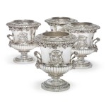 A SET OF FOUR GEORGE III SILVER WINE COOLERS, BENJAMIN SMITH FOR RUNDELL, BRIDGE & RUNDELL, LONDON, 1807