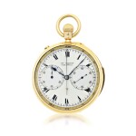 A FINE YELLOW GOLD OPEN-FACED MINUTE REPEATING SPLIT-SECOND CHRONOGRAPH WATCH, 1891