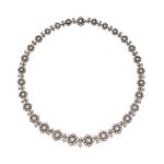 Silver-Topped Gold and Diamond Necklace