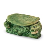 An inscribed Cizhou green-glazed 'lion' pillow Song dynasty | 宋 磁州窰綠釉牡丹鸚鵡紋「大郭」款雙虎枕