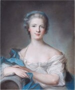 Portrait of a lady wearing a blue headband and pearls