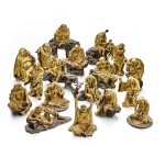A group of eighteen gilt-bronze luohan figures Late Qing dynasty - Republican period 清末至民國 鎏金銅十八羅漢一套