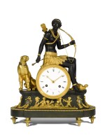 A Directoire gilt and patinated bronze mantel clock "L'Afrique", Michel-Francois Piolaine, Paris, circa 1800