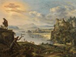 HERMAN SAFTLEVEN | An extensive mountain landscape with a view over a river valley
