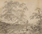 Wooded landscape with peasants on a path