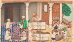 Weavers arranging shawls in bales, by a Sikh artist, style of Bishan Singh, North India, Amritsar or Lahore, circa 1860-70