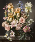 Still Life with Irises, Rhododendrons and Peonies