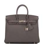Hermès Etain Birkin 25cm of Togo Leather with Palladium Hardware