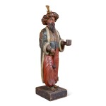 IMPORTANT CARVED AND POLYCHROME PAINT-DECORATED WOOD TOBACCONIST TRADE FIGURE OF A TURK, ATTRIBUTED TO SAMUEL ANDERSON ROBB (1851-1928),, NEW YORK, CIRCA 1880