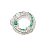 Emerald and diamond brooch | Oscar Heyman & Brothers | 祖母綠配鑽石別針，約1927年