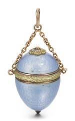 A Fabergé gold and guilloché enamel vinaigrette egg pendant, workmaster Alfred Thielemann, St Petersburg, 1899-1904