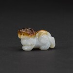 A white and brown jade chimera, Song-Ming dynasty | 宋至明 白玉辟邪