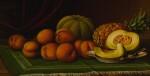 LEVI WELLS PRENTICE | STILL LIFE OF PEACHES, CANTALOUPE AND PINEAPPLE
