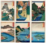 Utagawa Hiroshige (1797-1858) | Six woodblock prints from the series Famous Places in the Sixty-odd Provinces (Rokujuyoshu meisho zue) | Edo period, 19th century