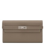 Hermès Etoupe Kelly Long Wallet of Epsom Leather with Palladium Hardware